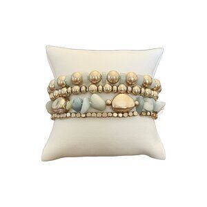 Canvas Poppy Beaded Gemstone Bracelet Stack in Amazonite (Set of 4)
